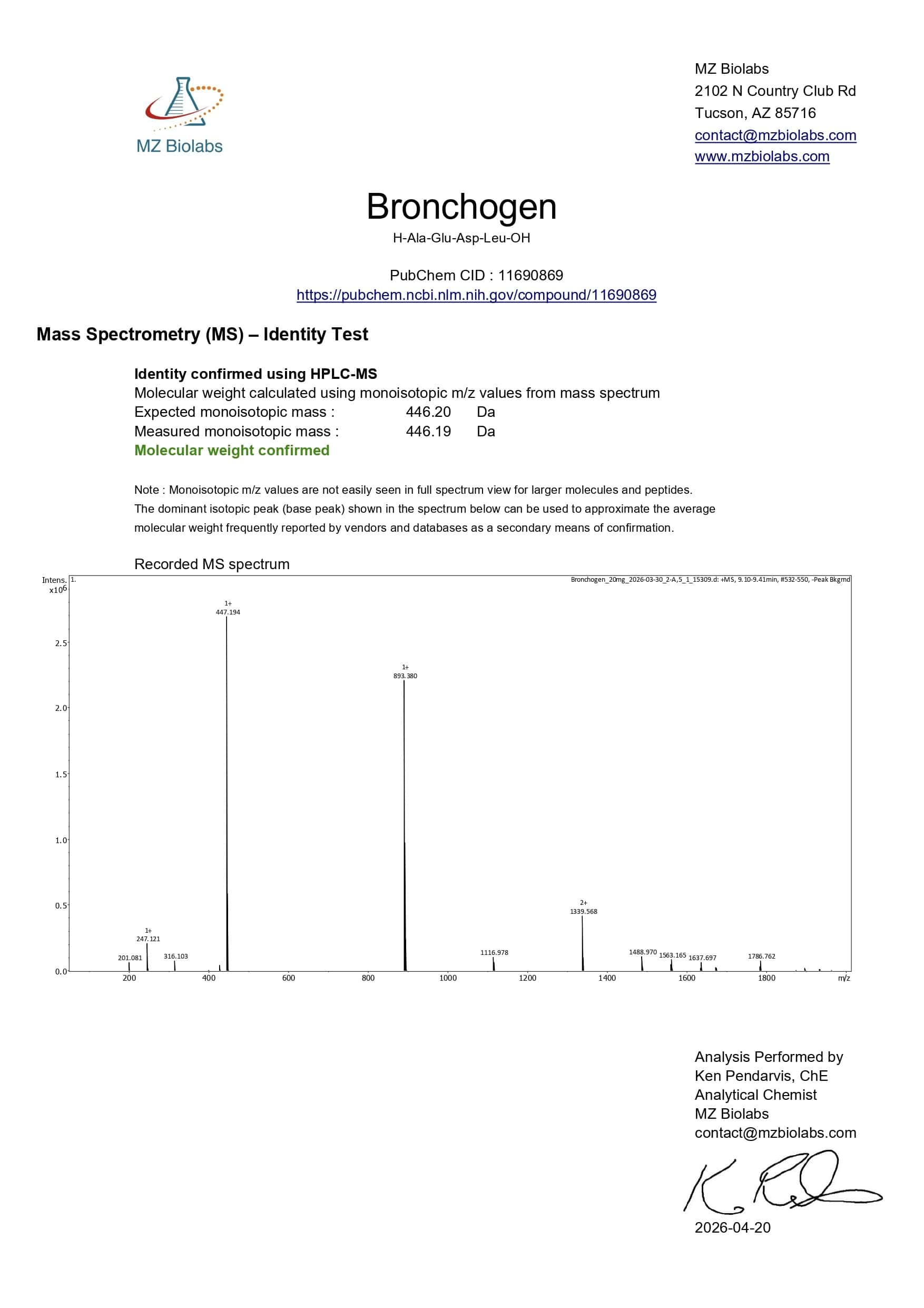 Mass Spectrometry - Bronchogen