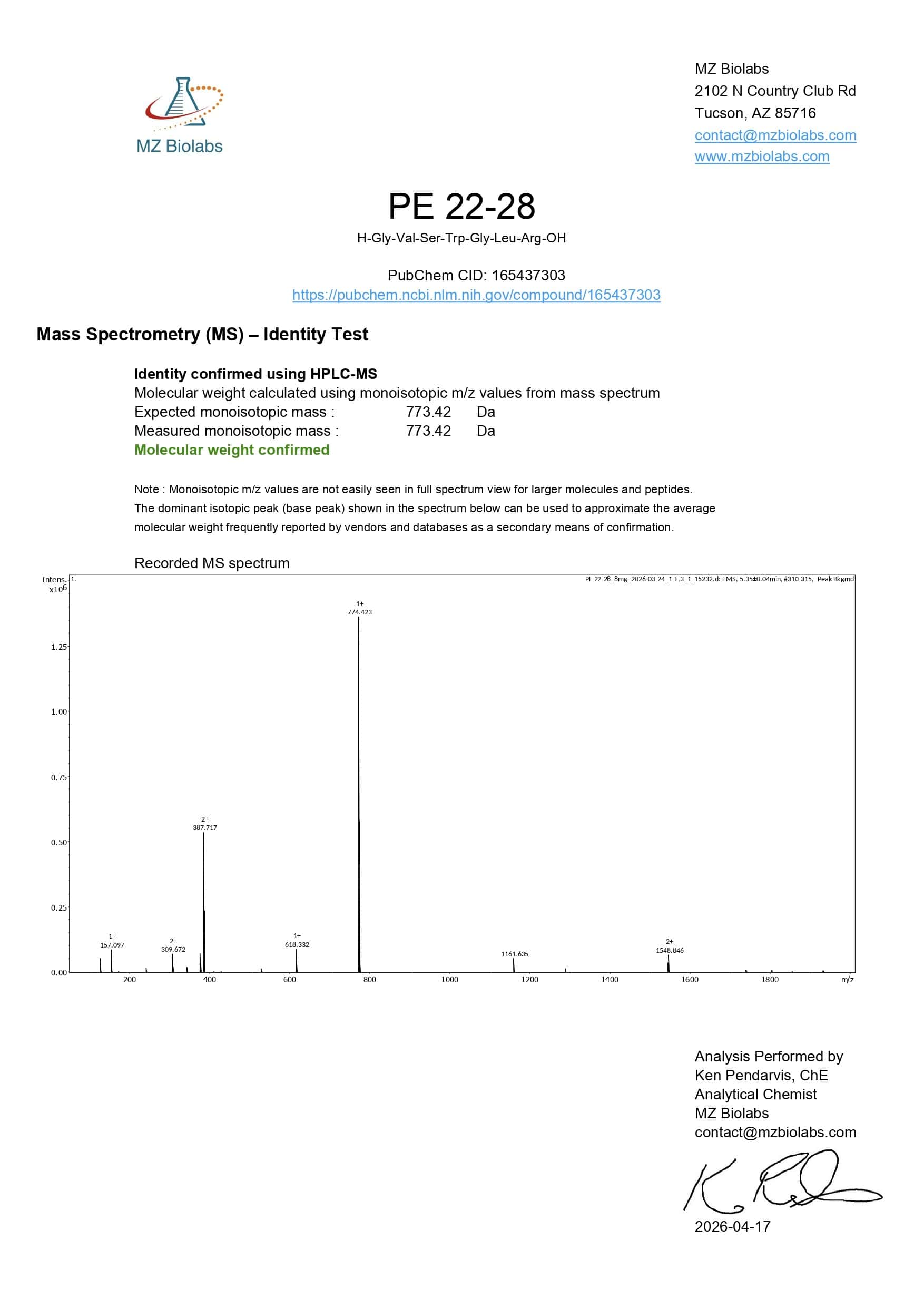 Mass Spectrometry - PE-22-28 Mass Spectrometry - PE-22-28